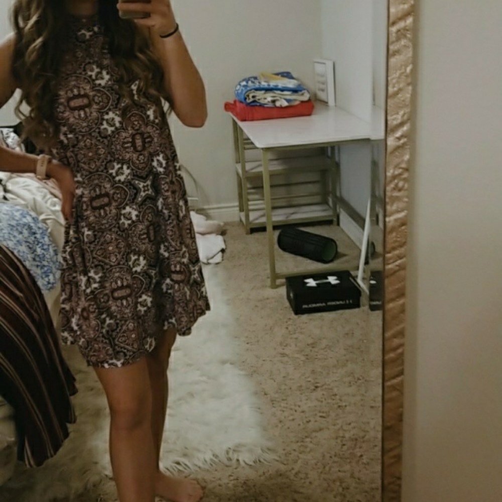 Colorful patterned halter neck dress